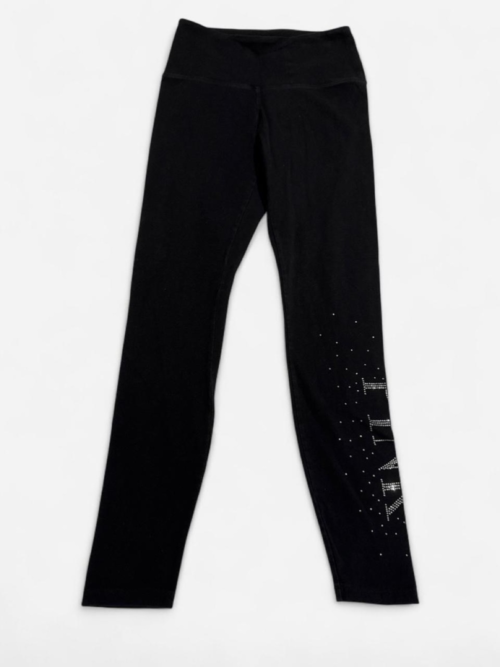 PINK Victoria's Secret Black Leggings with Rhinestone Logo